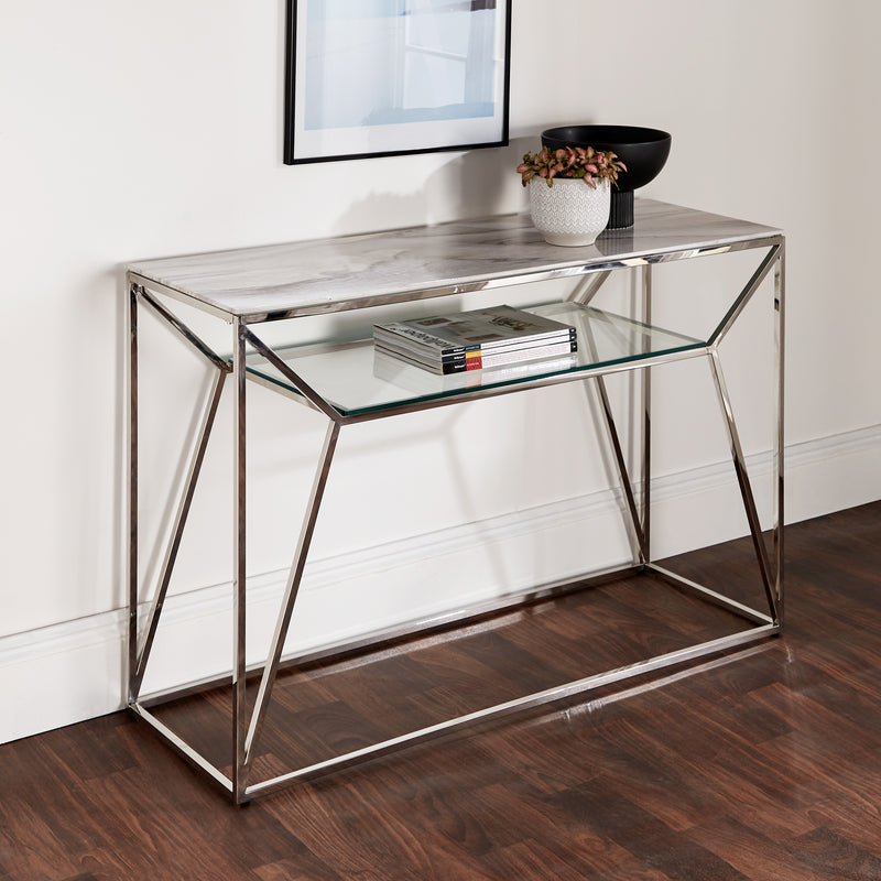 Native Home & Lifestyle Marble Glass Console Table