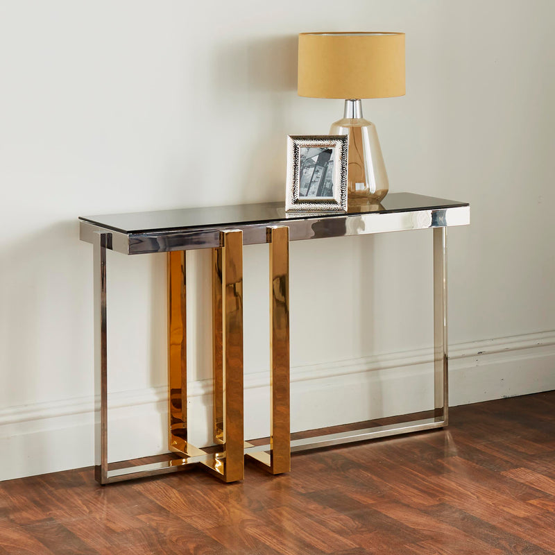 Native Home & Lifestyle Nexus Gold and Silver Console Table