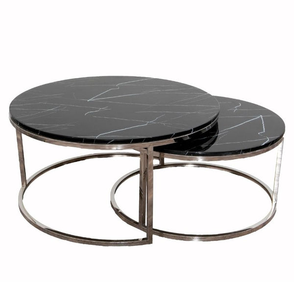 Black Stone Coffee Table - Nest of 2 by Native Home & Lifestyle